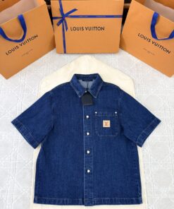 1V2025SS地球印花皮牌牛仔衬衫