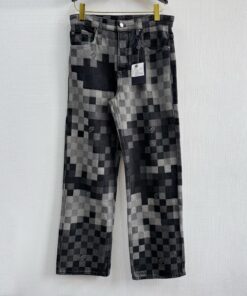 1v25ss马赛克棋盘格牛仔裤定