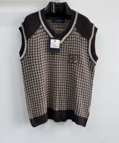 1v25ss章仔提花毛织背心打色