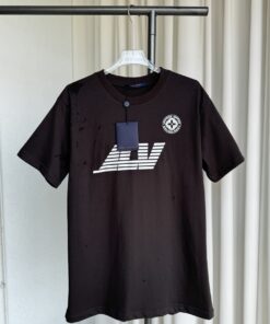 1V路易地轴标印棉质短袖T恤