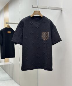 1V皮质口袋拼接短袖T恤_10615