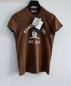 25ssPrd女士徽标饰印花T恤短袖