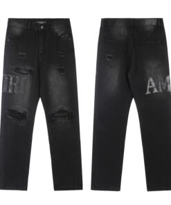 Amiri经典刺绣贴皮破洞