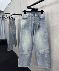 Balenciaga抽绳水洗褶皱直筒牛