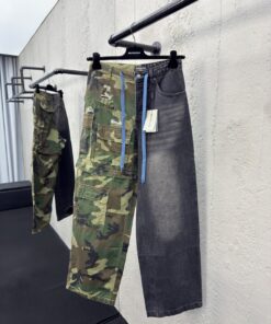 Balenciaga迷彩拼接牛仔工装裤_14676