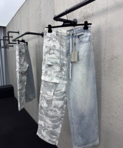 Balenciaga迷彩拼接牛仔工装裤