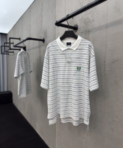 Balenciaga条纹刺绣POLO衫工