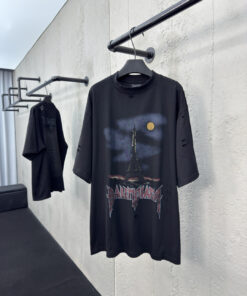 Balenciaga正铁塔磨破印花短袖