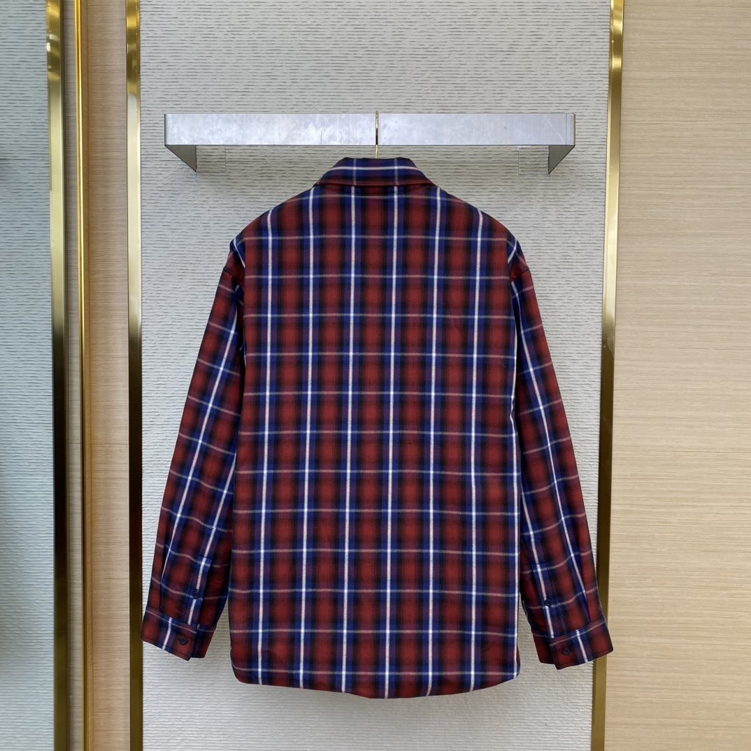 BLCG巴黎世家红格纹夹棉衬衫外套 - 图片 2