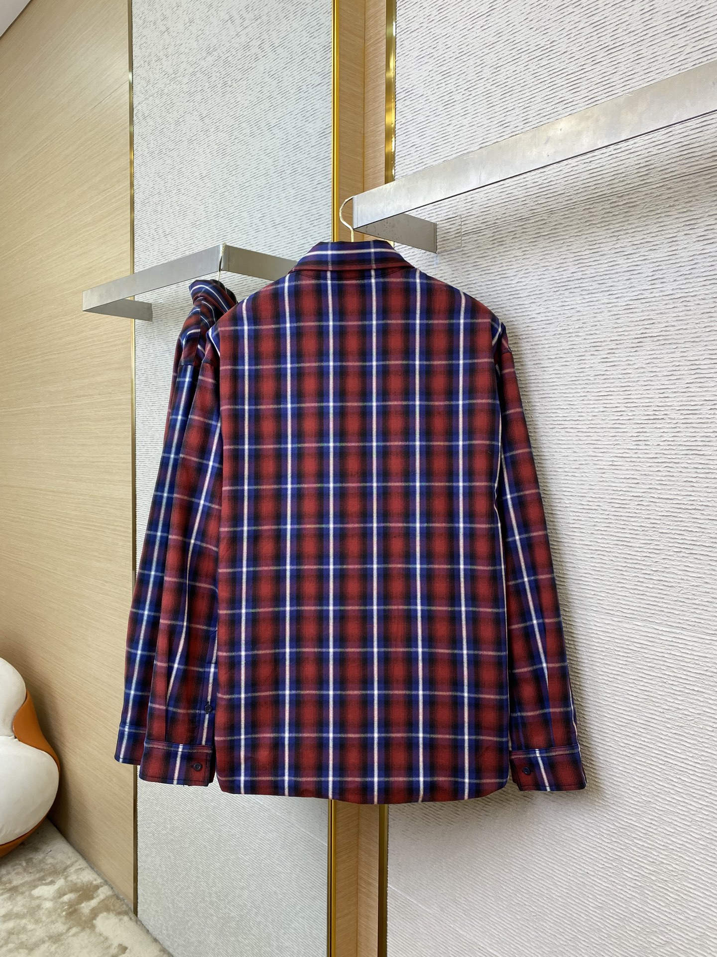 BLCG巴黎世家红格纹夹棉衬衫外套 - 图片 6