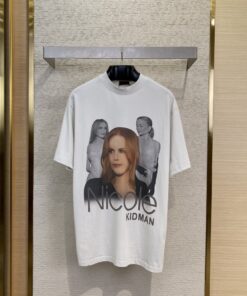 BLCG巴黎世家破洞人像印花圆领短