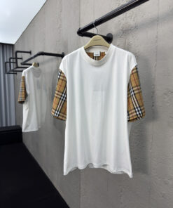 BURBERRY经典格子袖拼接短袖_8372