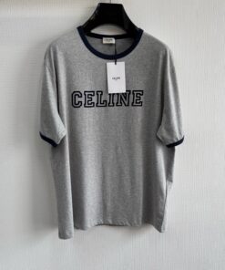 ce25ss字母植绒拼色T恤布料