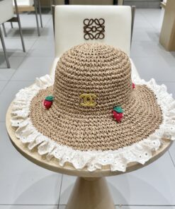 chanel香奈儿草莓蕾丝边草帽女夏_5726