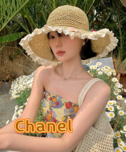 chanel香奈儿草莓蕾丝边草帽女夏