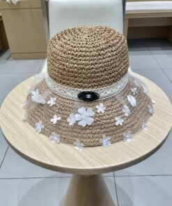 Chanel香奈儿花朵蕾丝草帽女夏季