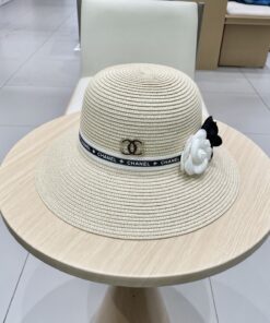 Chanel香奈儿山茶花草帽遮阳帽