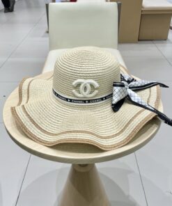 Chanel香奈儿遮阳帽波浪边草帽_5797