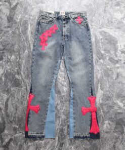 CH粉色拼皮大十字架拼接怀旧洗水