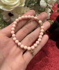 CH 克罗心粉贝三金珠手串男