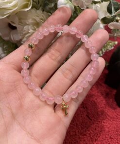 CH 克罗心粉水晶三金珠手串