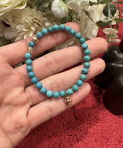 CH 克罗心绿松石三金珠手串