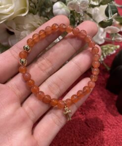 CH 克罗心天然南红三金珠手串