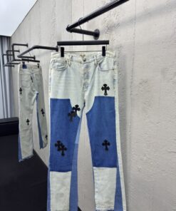 ChromeHearts泼墨拼接贴布牛仔