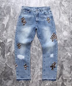 CH限定斑马毛拼皮十字架牛仔裤