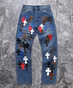 CH限定多皮拼接十字架牛仔裤尺
