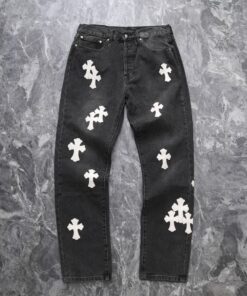 CH限定拼皮十字架高街复古直筒牛_3217