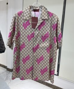 仓库现货guc梭织满印logo短