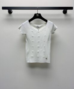 春夏新款V领针织毛衣短袖SML_11245