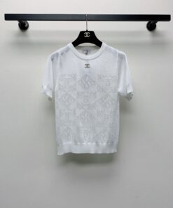 春夏新款圆领logo镂空针织短袖_11289