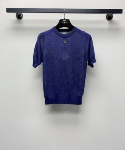 春夏新款圆领logo镂空针织短袖