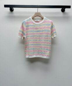 春夏新款圆领logo条纹针织毛衣