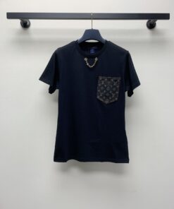 春夏新款圆领链条口袋花纹T恤SM