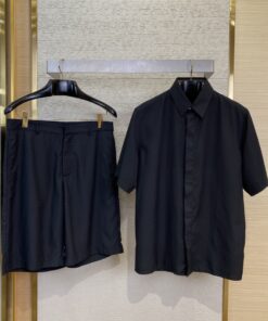 DIOR迪奥提花蚕丝短袖短裤衬衣套_6960