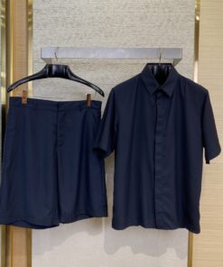 DIOR迪奥提花蚕丝短袖短裤衬衣套