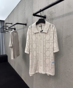 DIOR字母贴花镂空针织衬衫工