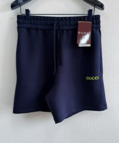 guc 25ss字母章仔刺绣短裤太空