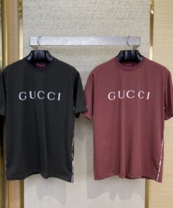 GUCCI古驰白边喷色圆领短袖T恤