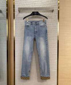 GUCCI古驰提花挽腿牛仔长裤Y