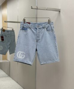 GUC 印花洗水蓝牛仔短裤原版