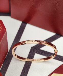 卡地亚 窄款6钻手镯 玫瑰金版_12429