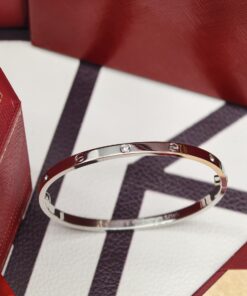 卡地亚 窄款6钻手镯 银色版本_12435