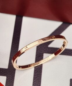 卡地亚 窄款无钻手镯 玫瑰金版_12414