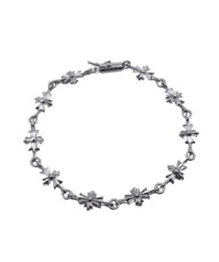 克罗心  镀白金镶石十字手链纯