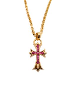 克罗心  镀金红钻水滴十字架搭