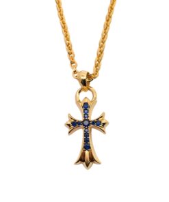 克罗心  镀金蓝钻水滴十字架搭